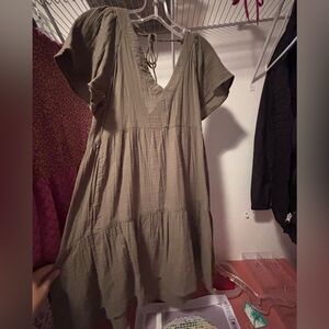 Old Navy Olive Smocked Tiered Sundress